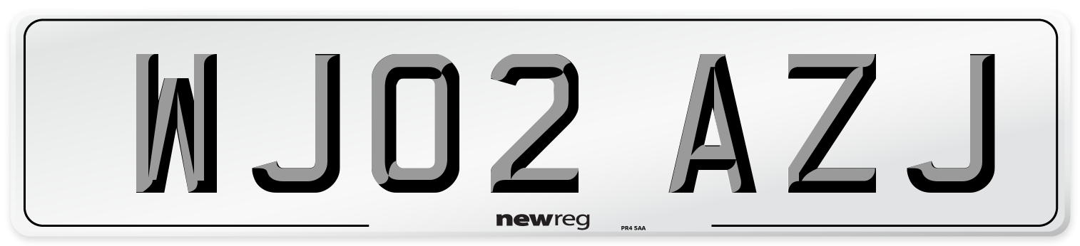 WJ02 AZJ Number Plate from New Reg